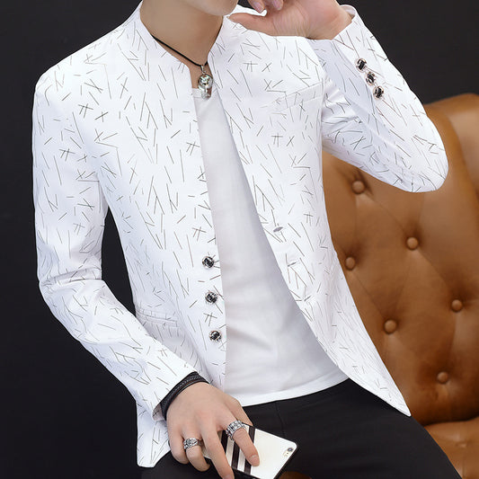 Men's Fashion Print Men Casual Business Blazer