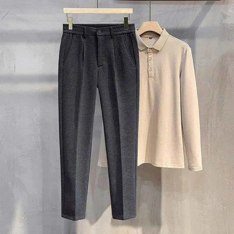 Winter korean pants with elastic waist